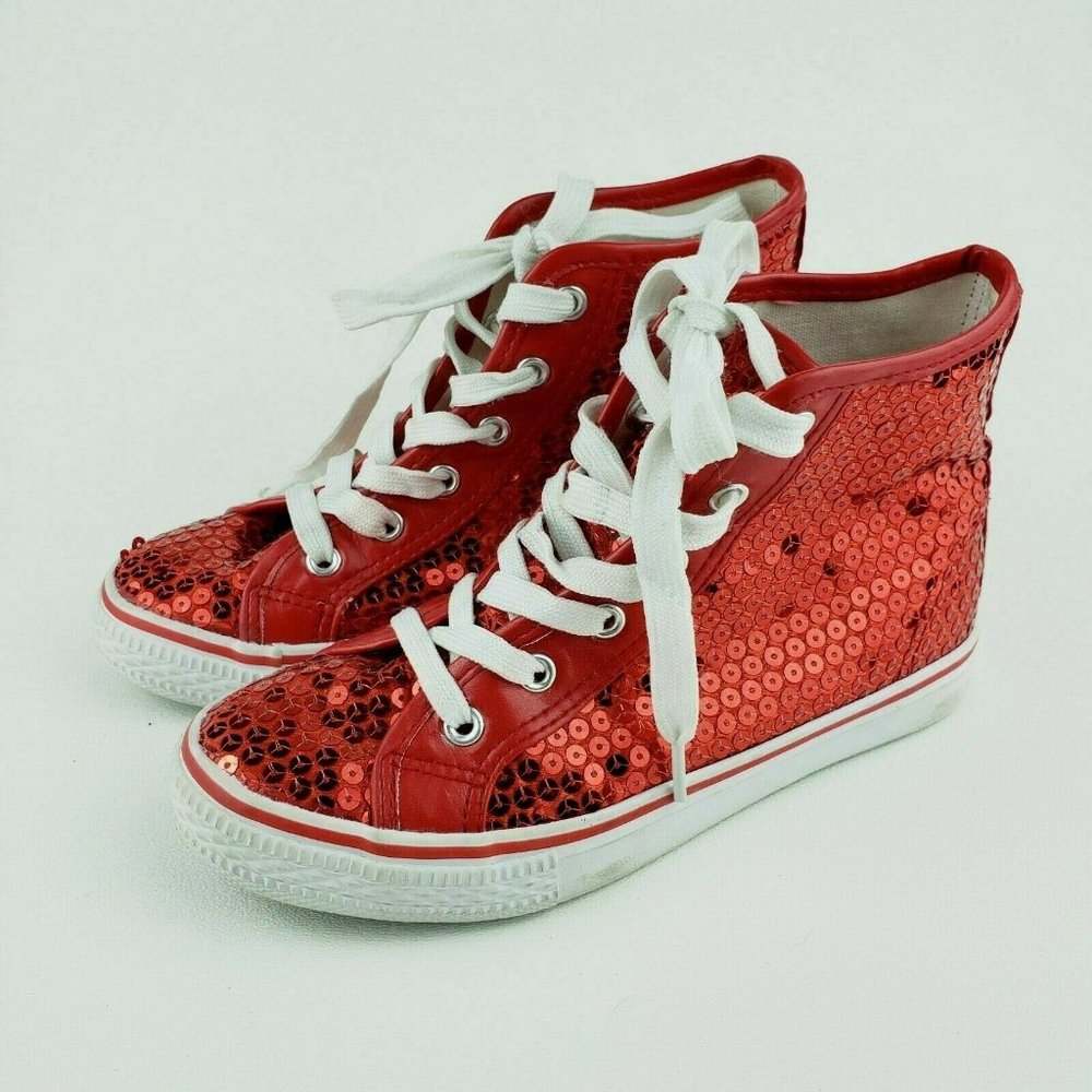Balera Girls Youth 12 Red Sequin High Top Shoes